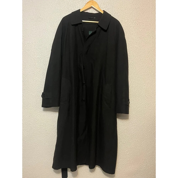 Men’s Vintage Lauren Ralph Lauren Black Waterproof BeltedTrench Coat Size 42 L